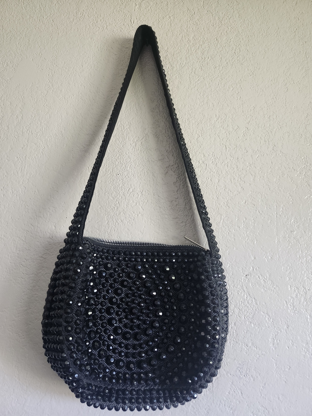 Vintage Black Sequin Shoulder Bag - Elegant Evening Bag